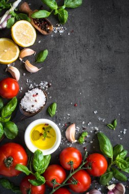 Yemek yapmak için malzemeler.