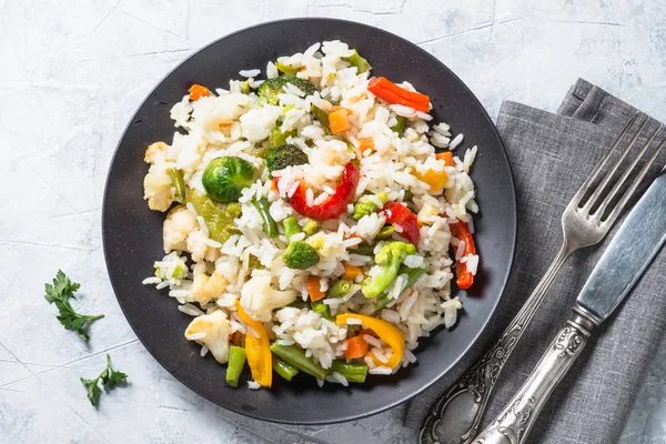 Vegetable risotto top view. Vegetarian food. — Stock Photo, Image