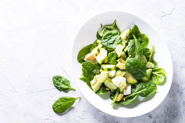 Salade verte avec avocat, oeuf d'épinards et concombre . — Photo