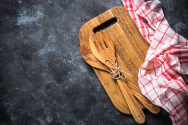 Üstten Görünüm mutfak aletleri.