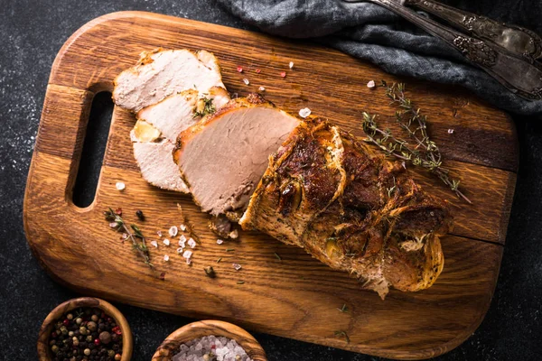 Gebackenes Schweinefleisch. Ansicht von oben. — Stockfoto