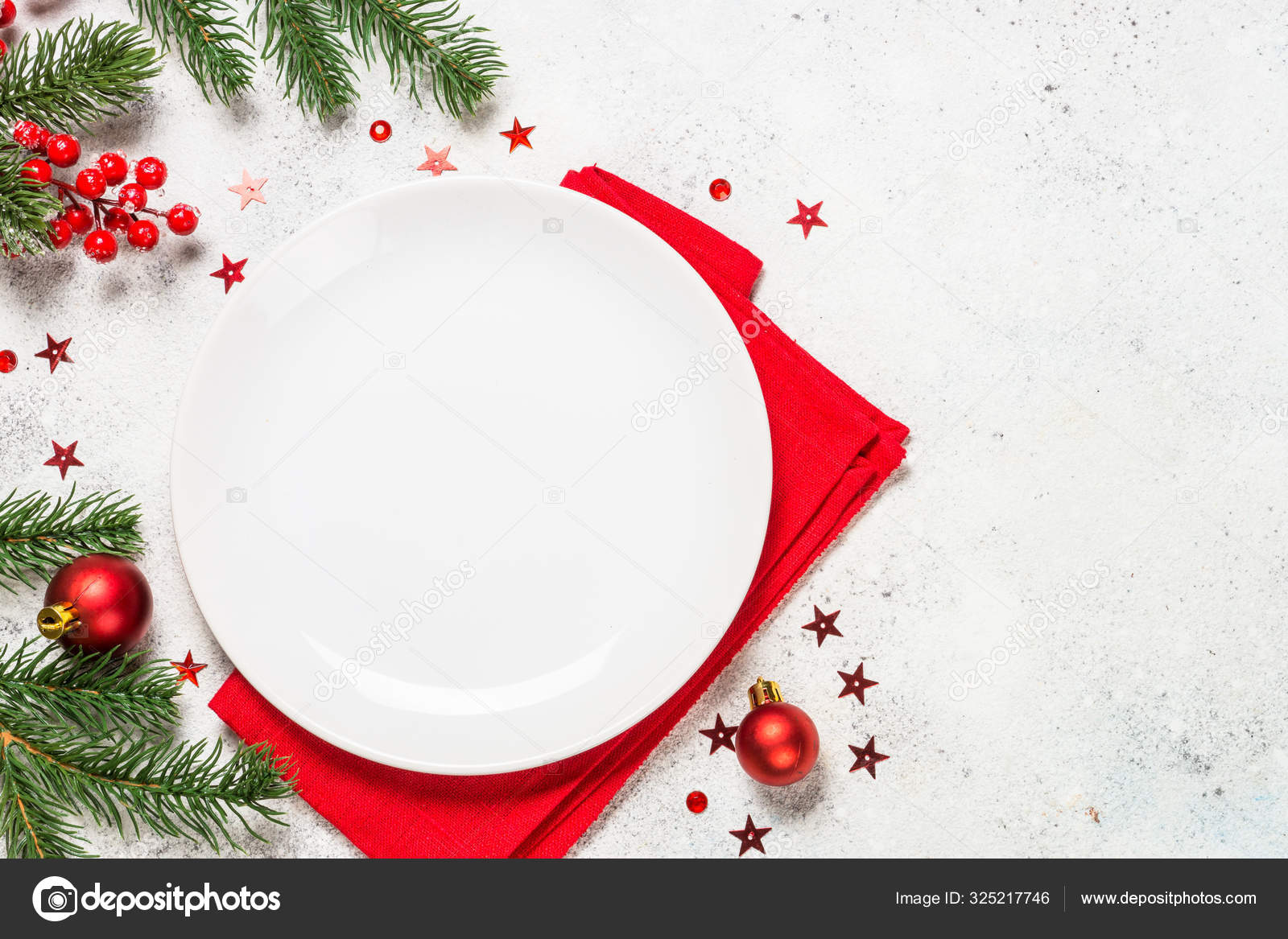Christmas table on top view. Stock Photo ©Nadianb 325217746