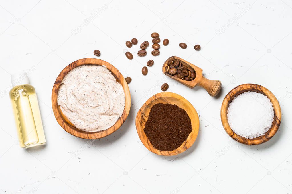 Natural Coffee cosmetic on white background.