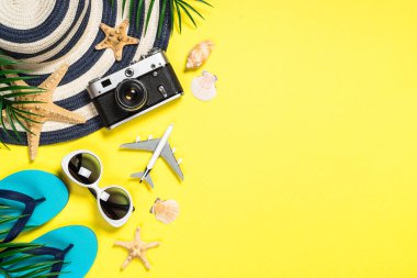 Yaz seyahati konsepti düz görünüm.