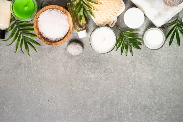 Spa product composition on stone table. — Stock Photo, Image