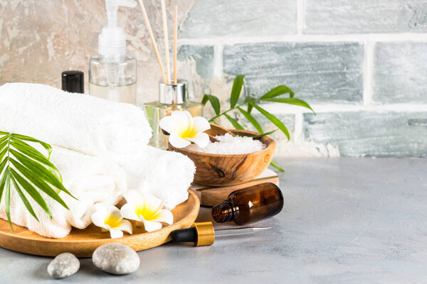 Spa treatment background, spa product on white.