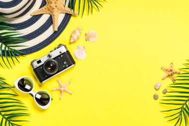 Yaz seyahati konsepti düz görünüm.