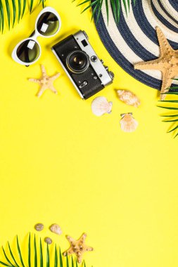 Yaz seyahati konsepti düz görünüm.