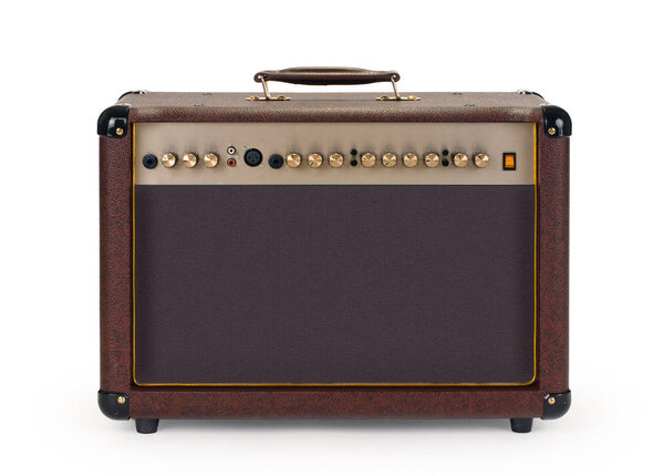 Brown Electric guitar amplifier on white background