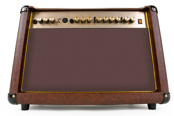Brown Electric guitar amplifier on white background