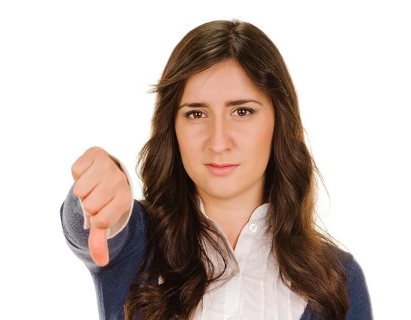 Woman thumbs down — Stock Photo, Image