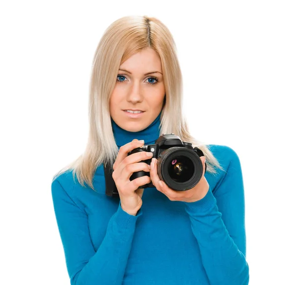 Menina fotógrafo de beleza — Fotografia de Stock