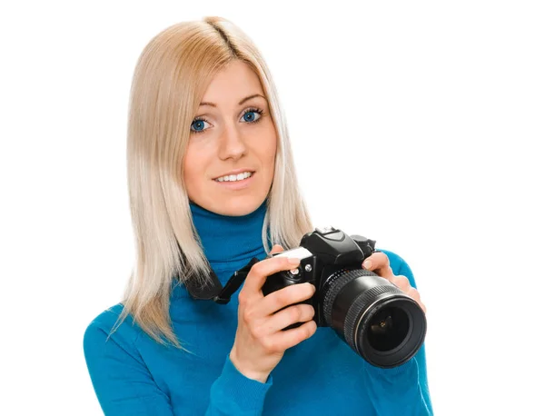 Mulher fotógrafo de beleza — Fotografia de Stock