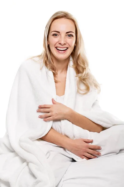 Woman portrait in bed — Stock Photo, Image