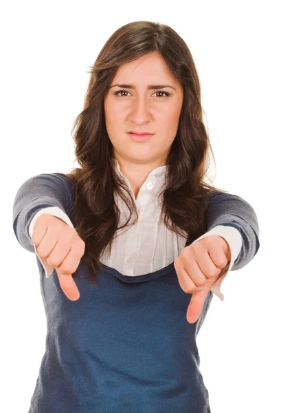 Woman thumbs down — Stock Photo, Image