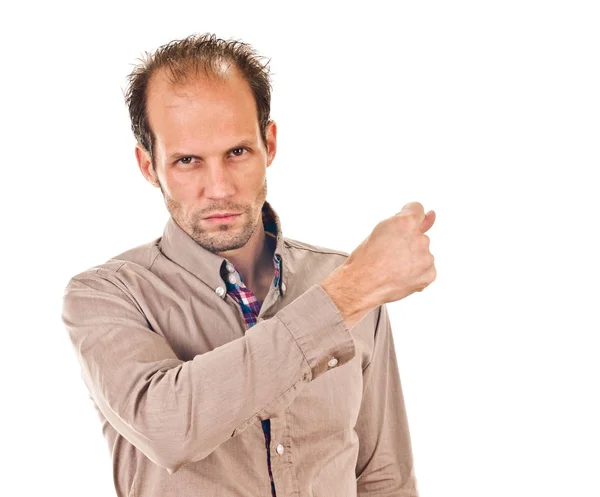 Woman shows the fig — Stock Photo, Image