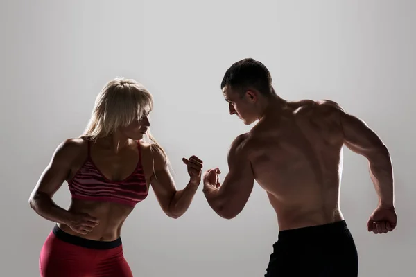 Fitness couple. woman and man — Stock Photo, Image