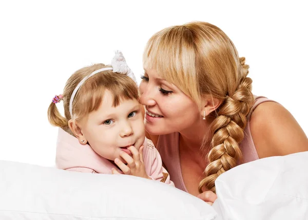 Kommunikation familj. Mor och lilla dotter porträtt — Stockfoto