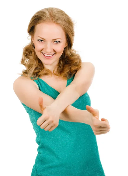 Young woman showing a thumbs up — Stock Photo, Image