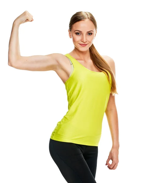 Retrato de mujer. mostrando bíceps — Foto de Stock
