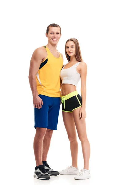 Sportif fitness çift portre tam uzunlukta — Stok fotoğraf