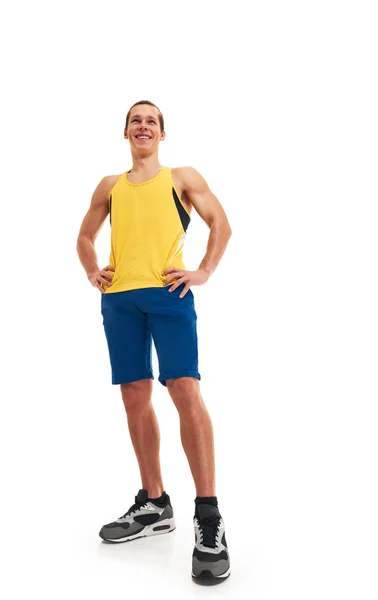 Happy fitness mannen. full längd — Stockfoto