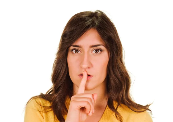 Woman shows sign of silence — Stock Photo, Image