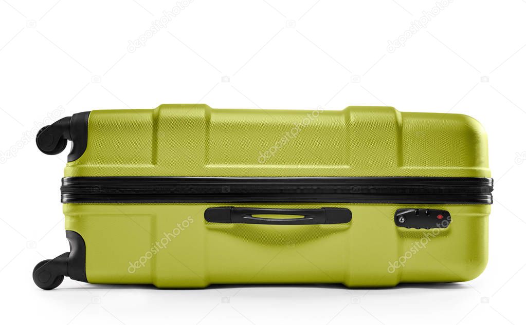 light green suitcase. lying horizontally