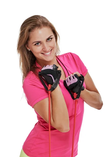 Jonge vrouw fitness. gelukkig portret — Stockfoto