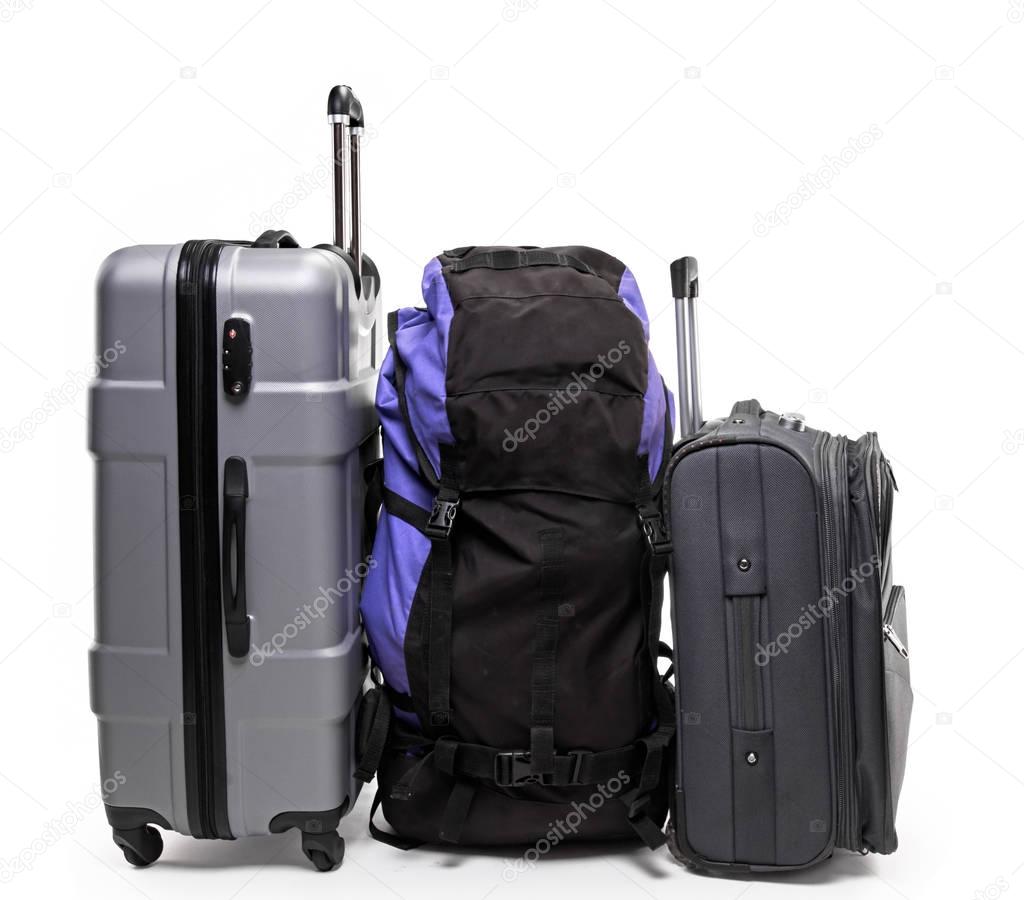 Luggage backpack and two suitcases