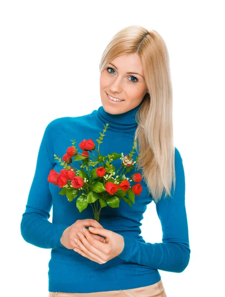 Bella donna con bouquet — Foto Stock