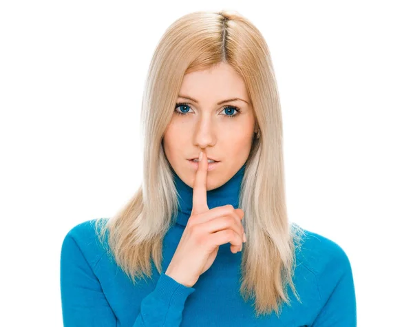 Frau zeigt Zeichen des Schweigens — Stockfoto