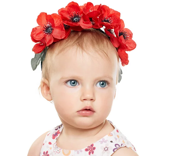花輪で女の赤ちゃん — ストック写真
