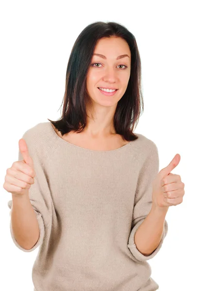 Young woman showing a thumbs up — Stock Photo, Image