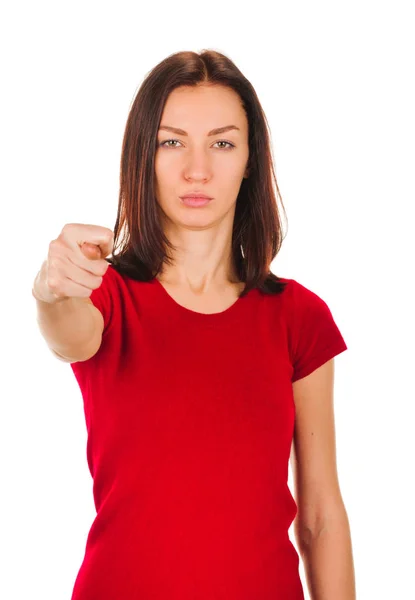 Woman shows the fig — Stock Photo, Image