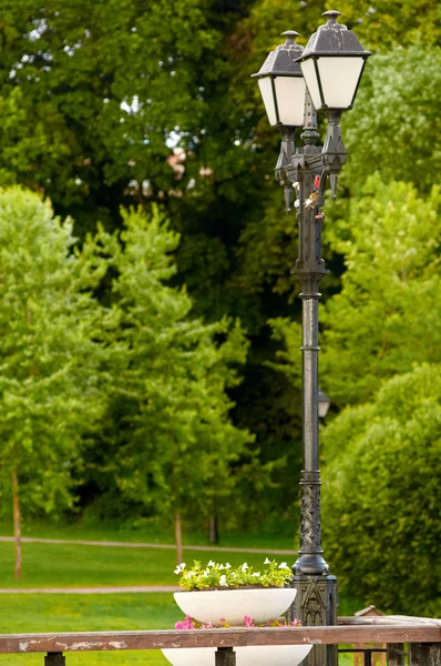 Poste de lâmpada no parque — Fotografia de Stock