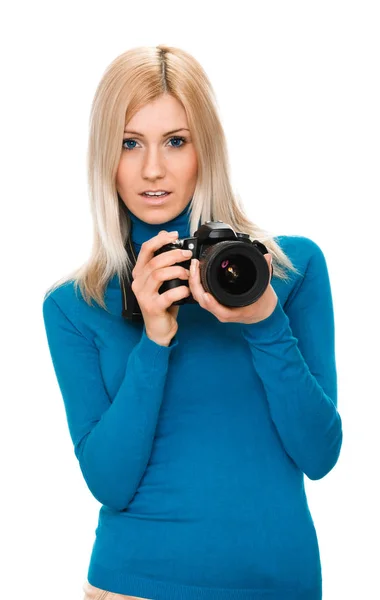 Schoonheid meisje fotograaf — Stockfoto