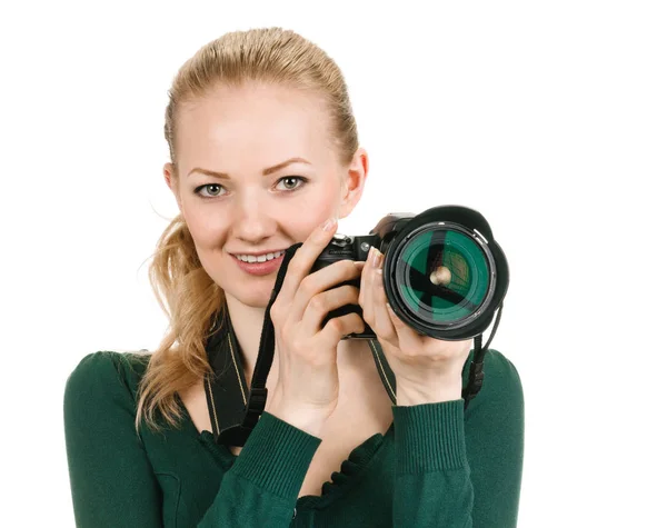 Sorrindo fotógrafo de beleza — Fotografia de Stock
