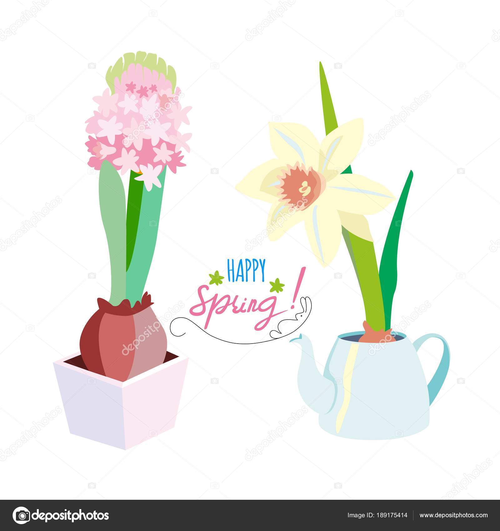 春の花ヒヤシンスとスイセンのイラスト ストックベクター C Kzari1971 Gmail Com