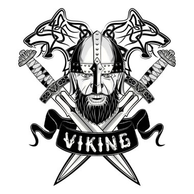 Wolf_Viking_Sword_Skroll clipart