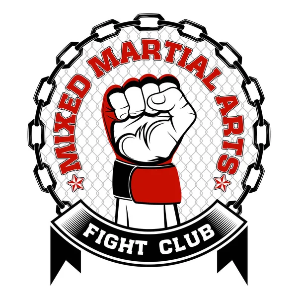 Imagem Vetorial Uma Mão Lutador Artes Marciais Mistas Mma Clube — Vetor de Stock