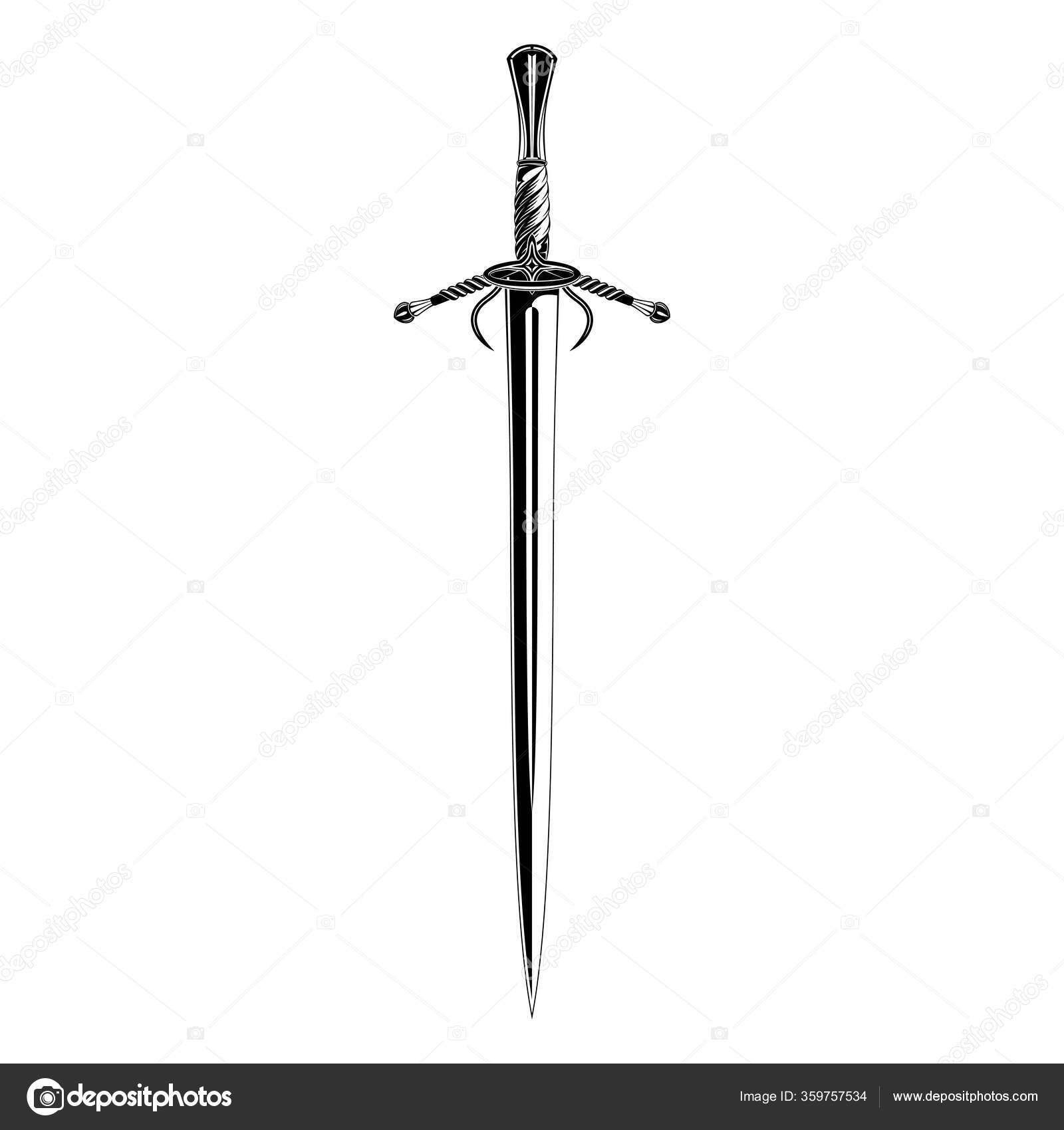 Vector Drawing Knight's Longsword Long Blade Weapon Medieval