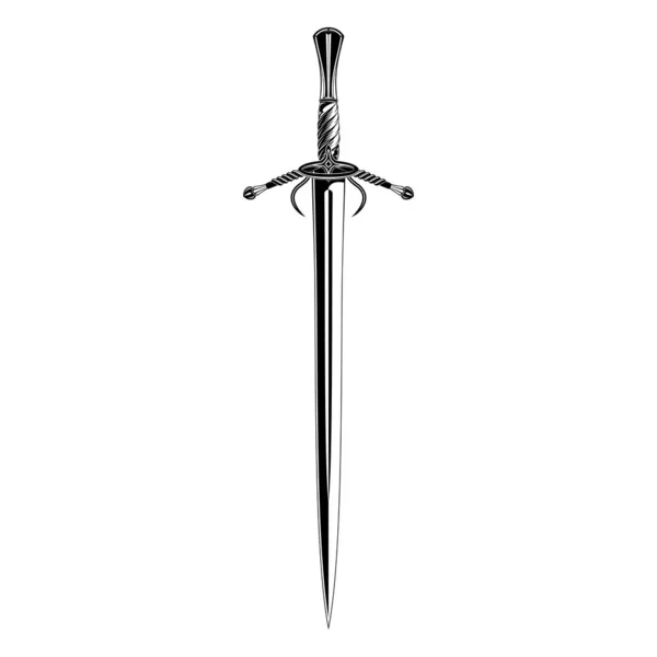 Desenho Vetorial Espada Longa Cavaleiro Lâmina Longa Arma Rei Medieval — Vetor de Stock