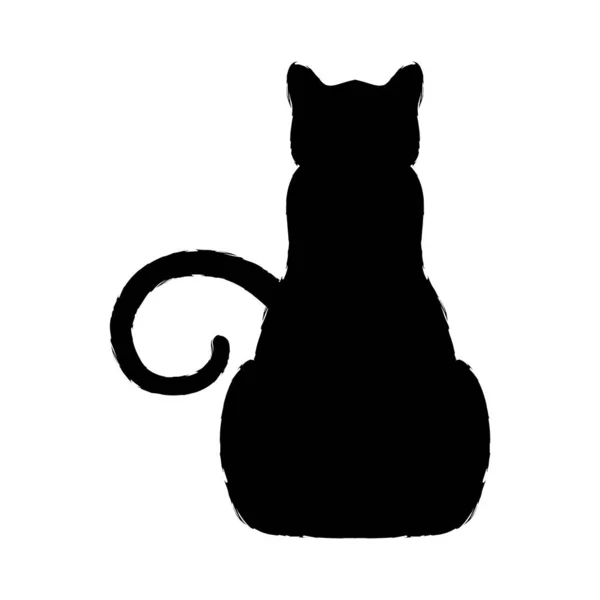 Silhouette Vector Gato Negro Pet Prueba Ello Animal Gato Hombre — Vector de stock