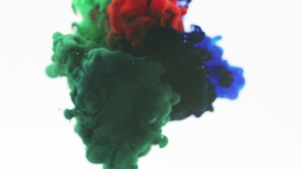Colorful Ink Mix Gouache Clouds Water Move Slow Motion Use — Stock Video