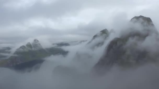 Norská Hora Západě Slunce Horní Úhel Pohledu Letecký Pohled Letadla — Stock video