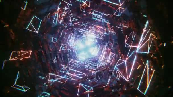 Tunel Trójkątny Abstrakcyjny Płyn Ruchomy Wizualne Iluzje Poruszające Się Fale — Wideo stockowe