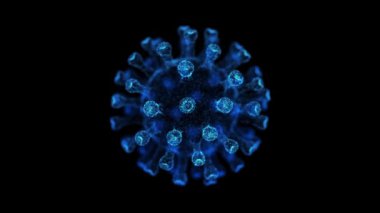 Çin mavisi Coronavirus COVID 19 mikroskop altında. Coronavirüs salgını, hücresel ortamda dolaşan virüs, koronavirüs gribi geçmişi, viral hastalık salgını, 3 boyutlu görüntüleme. 