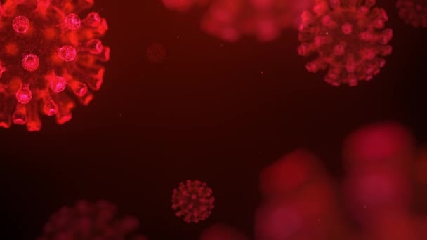 Coronavírus Vermelho Chinês Covid Sob Microscópio Surto Coronavírus Vírus Flutuando — Vídeo de Stock