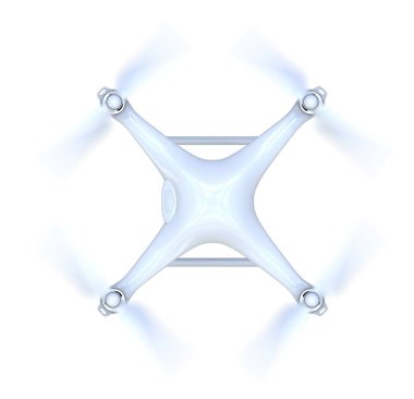 Drone üzerinde beyaz izole